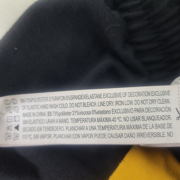 Forever 21 Womens Sweatpants Small Black‎ Yellow Stripe Drawstring Activewear - Picture 9 of 13